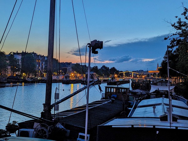 WE coudln't stop taking pictures of the sunset over the Amstel