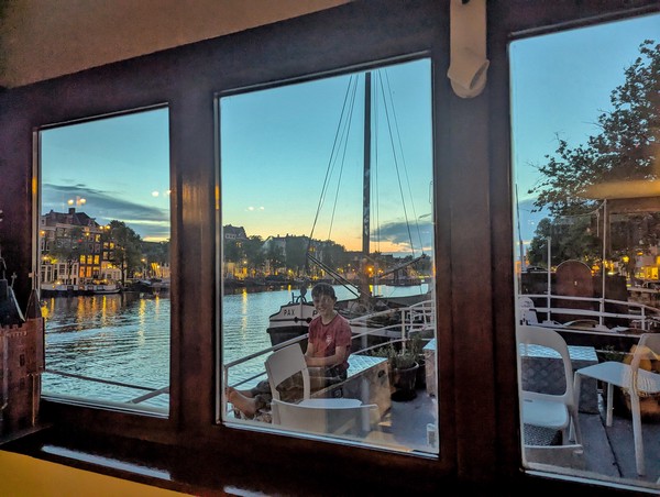 WE coudln't stop taking pictures of the sunset over the Amstel