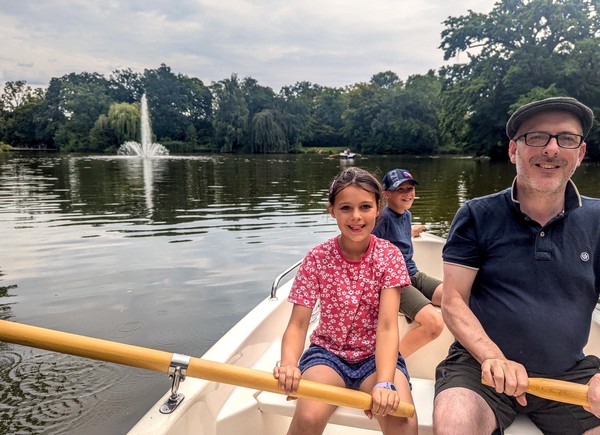 Boatling on the lake - bliss, especially when Dom does all the hard work!