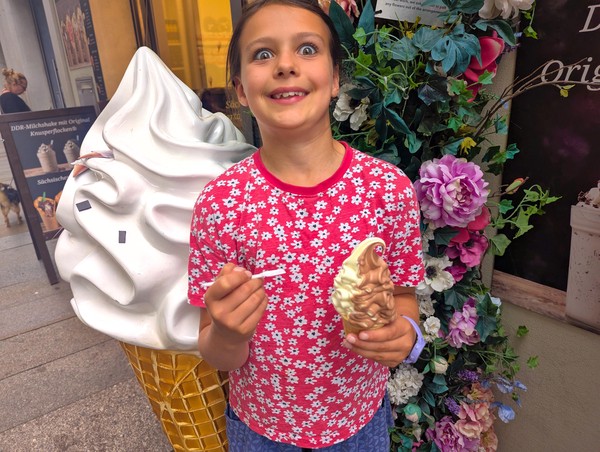 Rosa was very impressed with her two-tone Ice-cream.