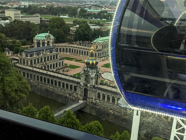 View down on to the Zwinger - Augustus the Strong transformed a medieval fortress (hence the name 'Kennel') into an outrageous garden and show pavilion.  Just finishing renovations when we were there (turf being unrolled as we watched!)
