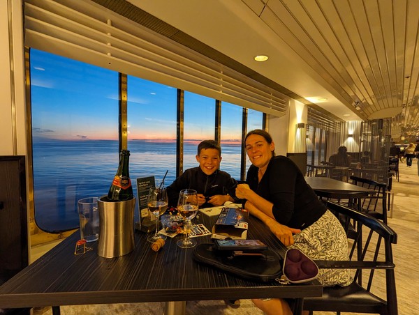 Lego at sundown before bed on board
